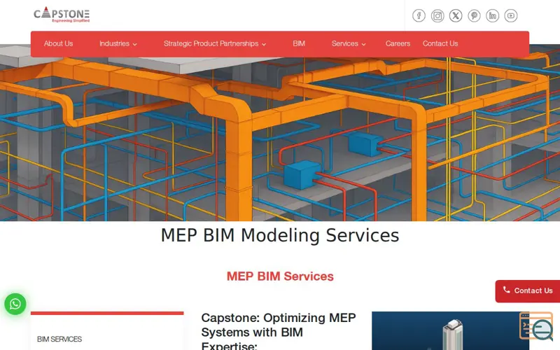 Screenshot of MEP BIM Services, a launch using Yahoo Small Business Email