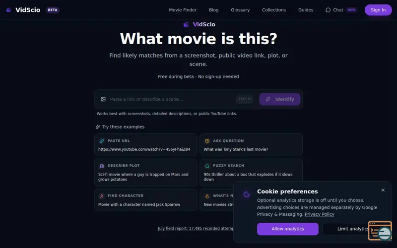 Screenshot of VidScio