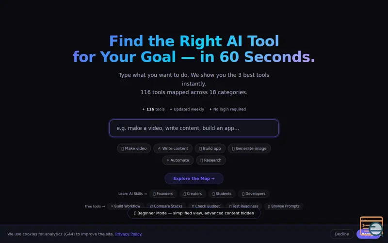 Screenshot of The AI Map, a launch using Google Apps Script