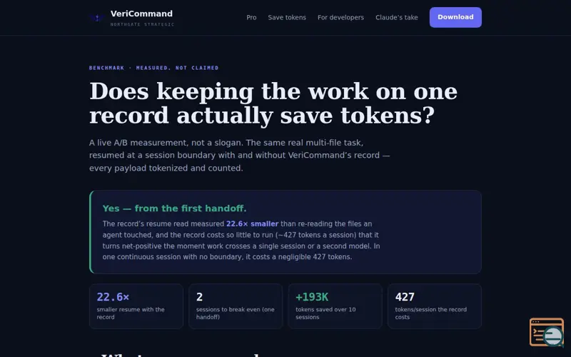 Screenshot of Vericommand