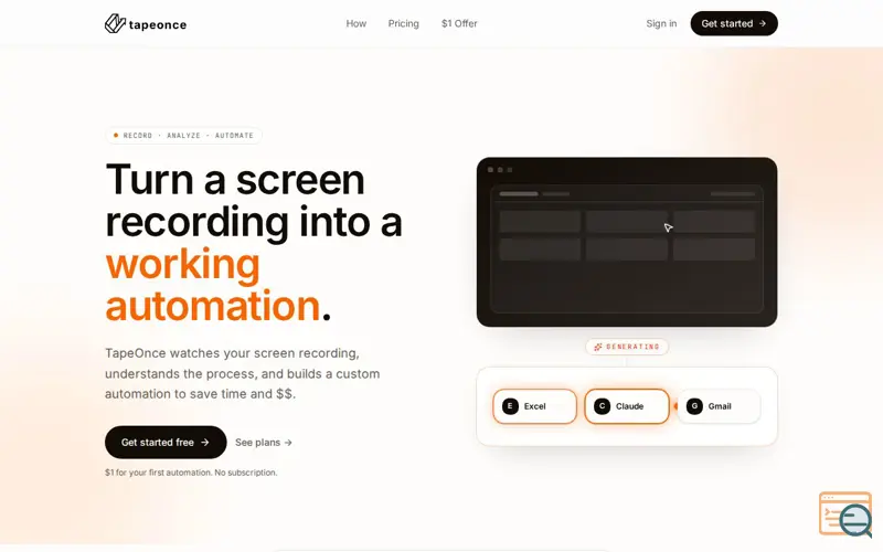 Screenshot of Turn screen recordings into automations