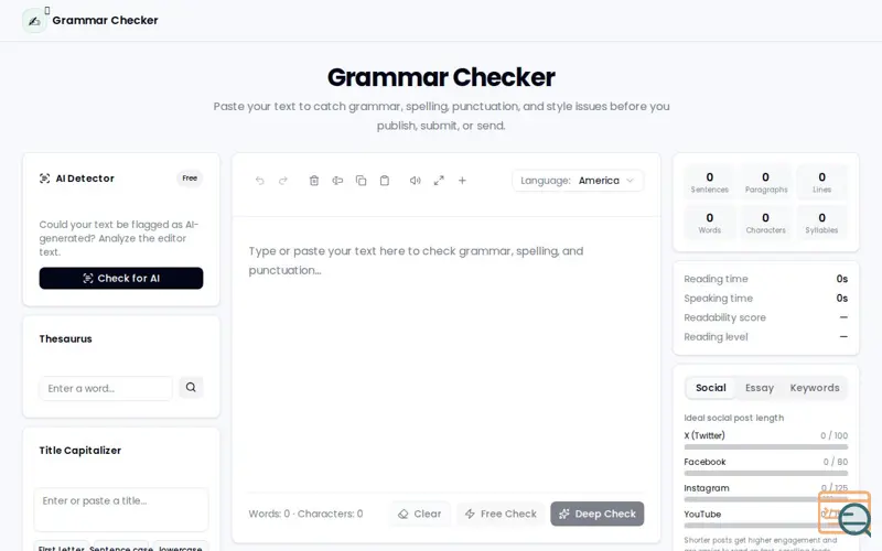 Screenshot of Grammar Checker