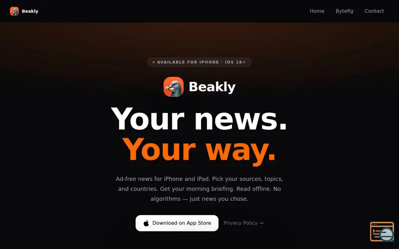 Screenshot of Beakly — Your news. Your way.