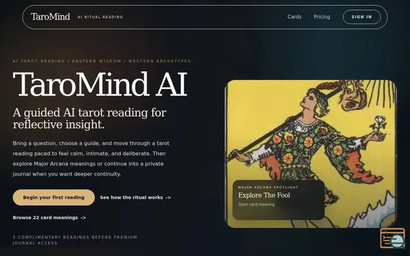 Screenshot of TaroMind AI
