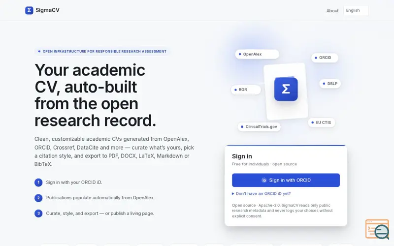 Screenshot of SigmaCV