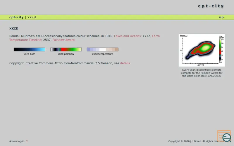 Screenshot of Cpt-city, Xkcd colour schemes