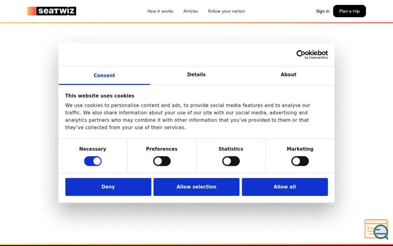 Screenshot of SeatWiz