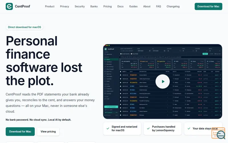 Screenshot of CentProof