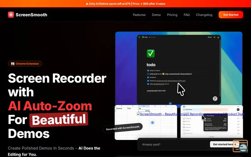 Screenshot of ScreenSmooth, a launch using Vemetric