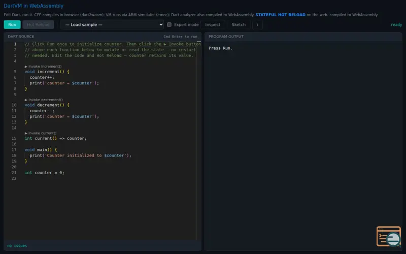 Screenshot of Dart Live