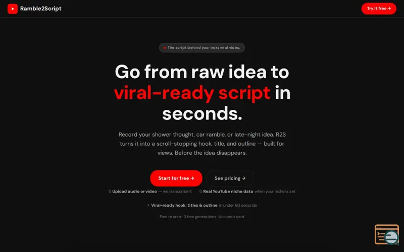 Screenshot of Ramble2Script (R2S)
