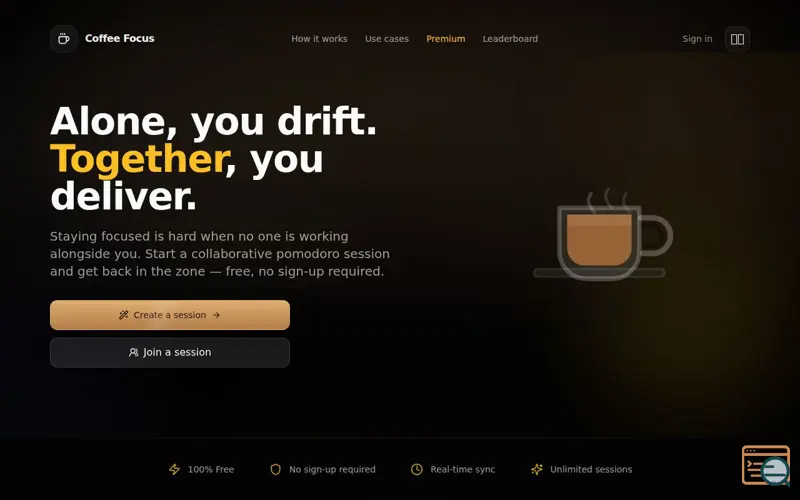 Screenshot of Coffee Focus