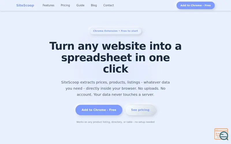 Screenshot of SiteScoop