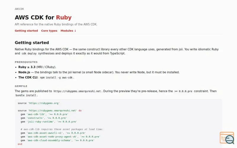 Screenshot of Rubygems