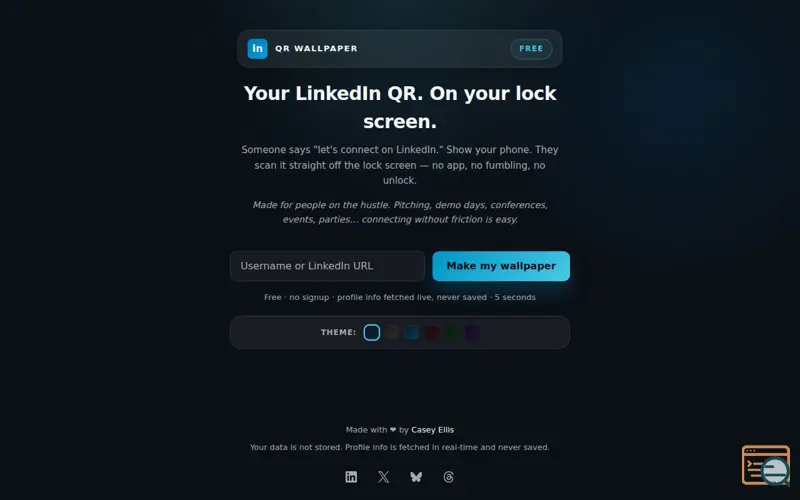 Screenshot of LinkedIn QR Wallpaper