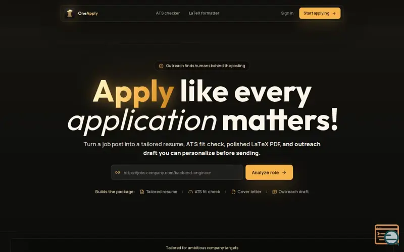 Screenshot of OneApply