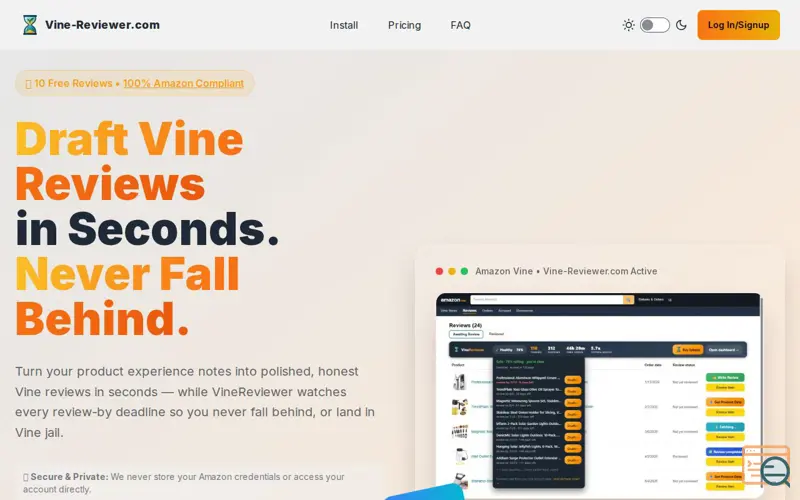 Screenshot of VineReviewer