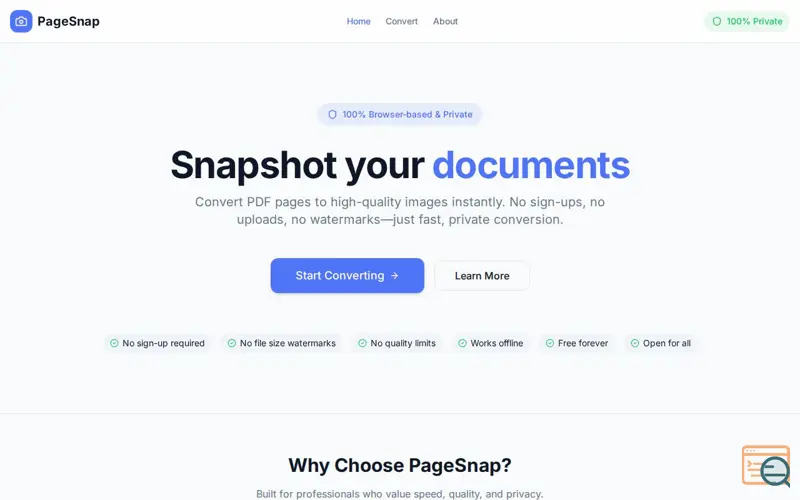 Screenshot of PageSnap
