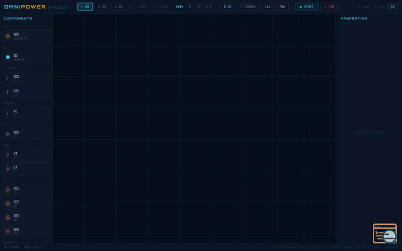 Screenshot of OmniPower Sandbox — 電気設備シミュレーター