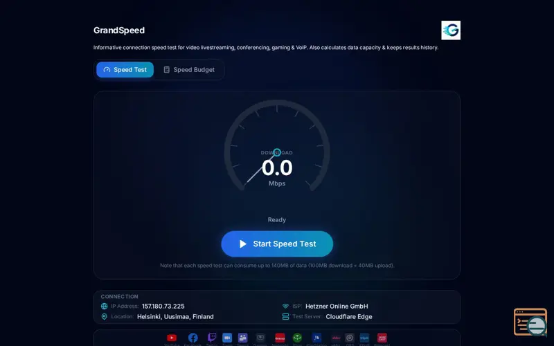 Screenshot of GrandSpeed
