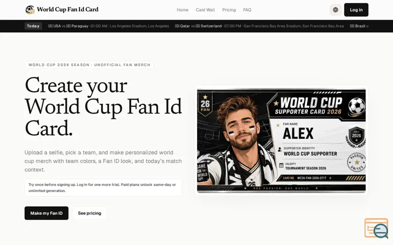 Screenshot of World Cup Fan Id Card