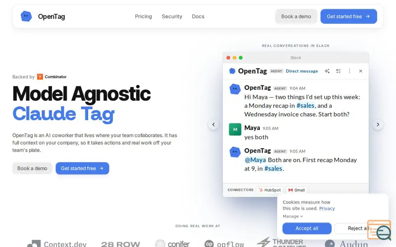 Screenshot of Open Tag — Tag any model in Slack and Teams