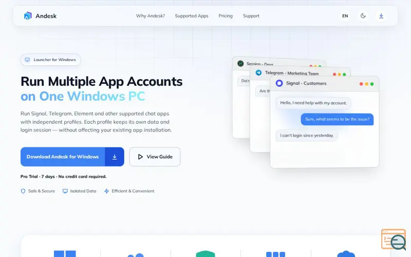 Screenshot of Manage multiple chat accounts