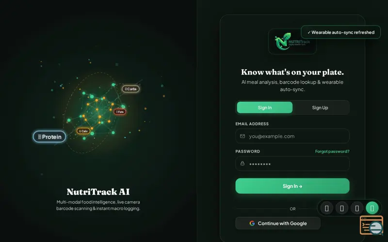 Screenshot of NutriTrack