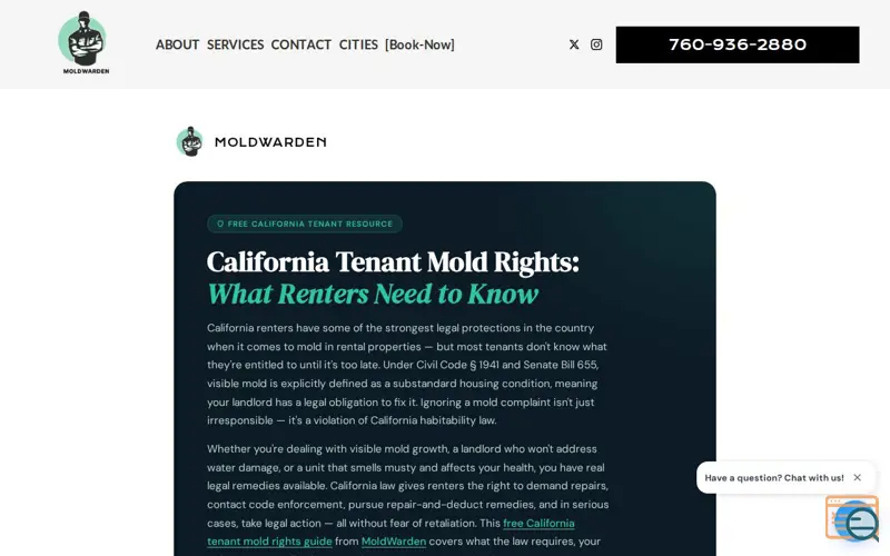 Screenshot of Free interactive guide to renter rights 