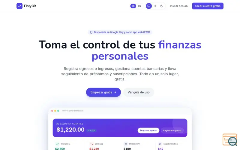 Screenshot of FinlyCR