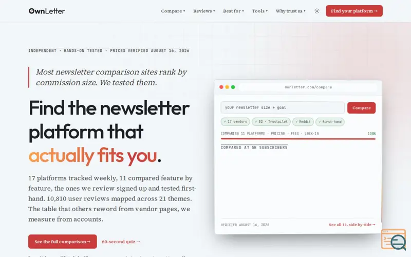 Screenshot of OwnLetter