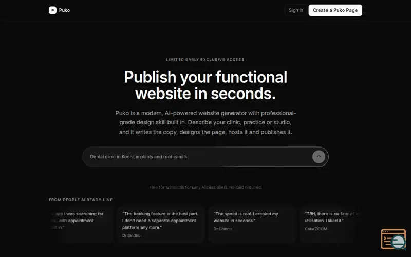 Screenshot of Puko Page