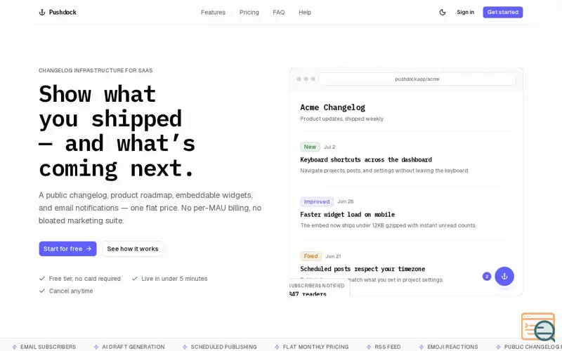 Screenshot of Pushdock