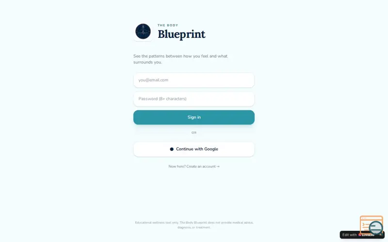 Screenshot of Dashboard — The Body Blueprint