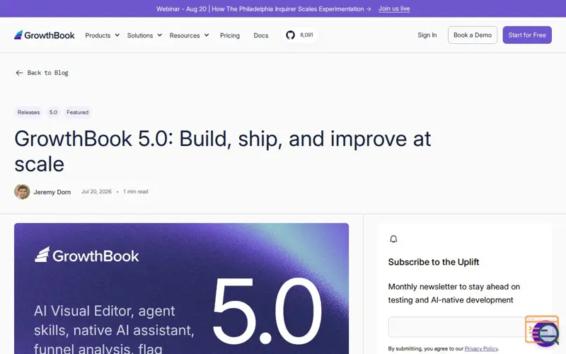 Screenshot of GrowthBook 5.0