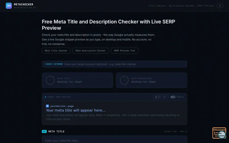 Screenshot of MetaChecker