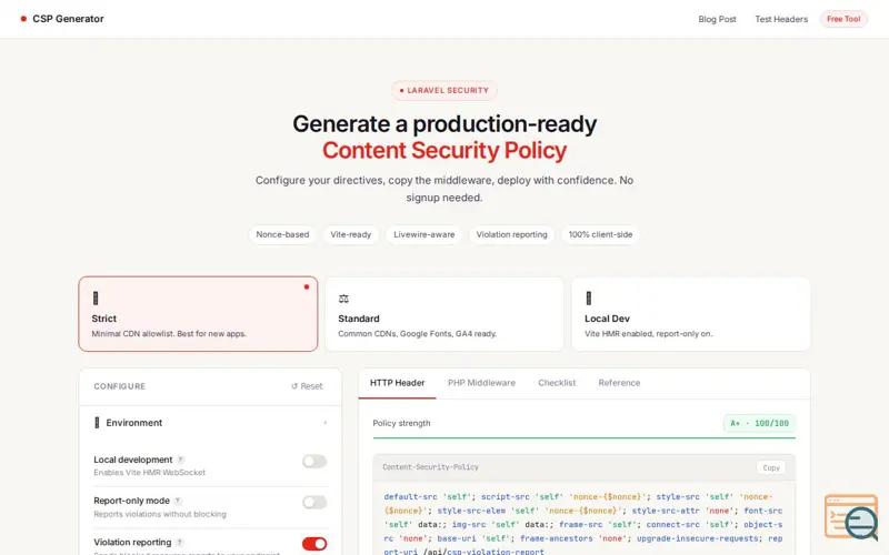 Screenshot of CSP Generator by Shakil
