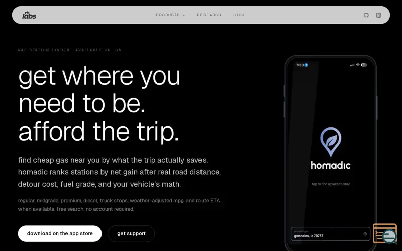Screenshot of homadic