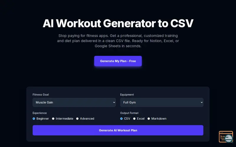Screenshot of AI Workout to CSV