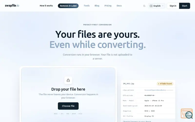 Screenshot of swapfile.io, a launch using Lemon Squeezy