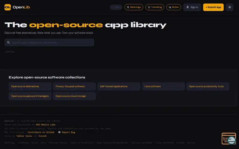 Screenshot of OpenLib