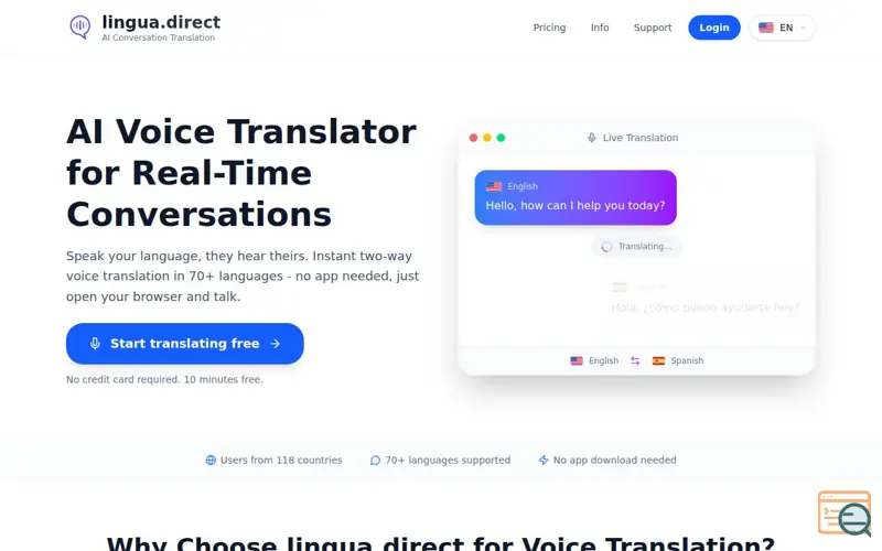 Screenshot of lingua.direct