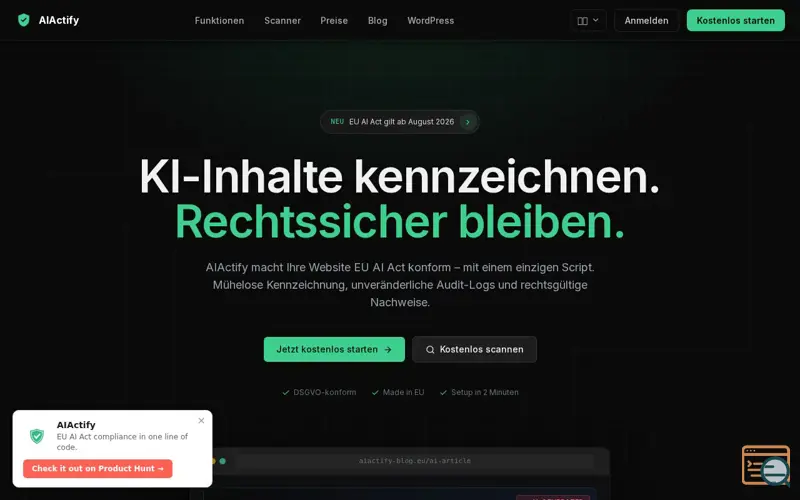 Screenshot of AIActify
