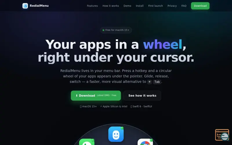 Screenshot of RedialMenu 