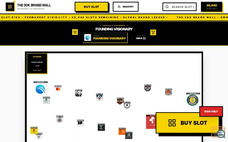 Screenshot of The 30k Brand Wall