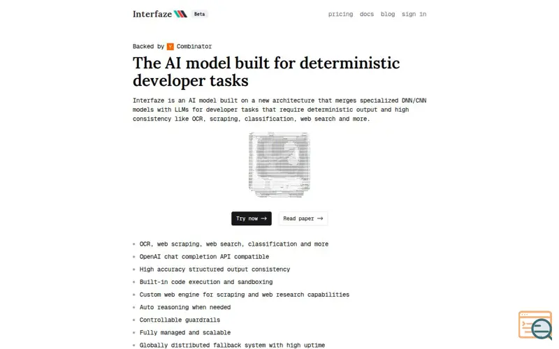 Screenshot of Interfaze
