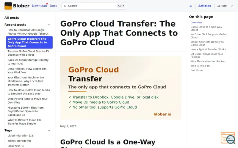 Screenshot of Blober.io