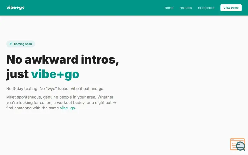 Screenshot of vibe+go - no more awkward intros