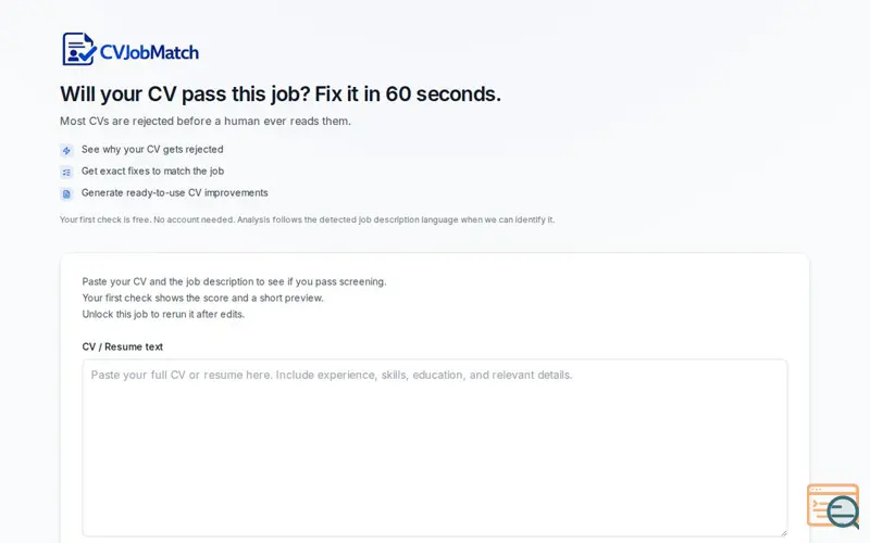 Screenshot of CVJobMatch