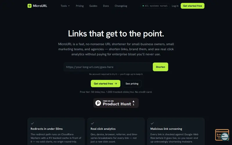 Screenshot of MicroURL